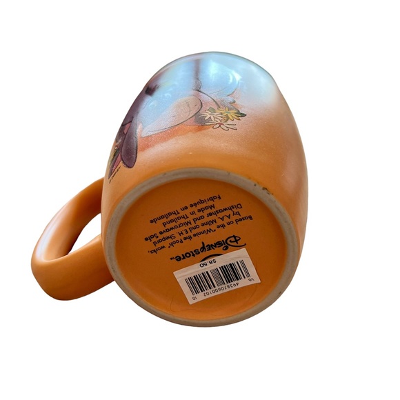 Rare Collectible Disney Store Eeyore Smelling Flowers Orange Lrg Coffee Tea Mug - Picture 4 of 6